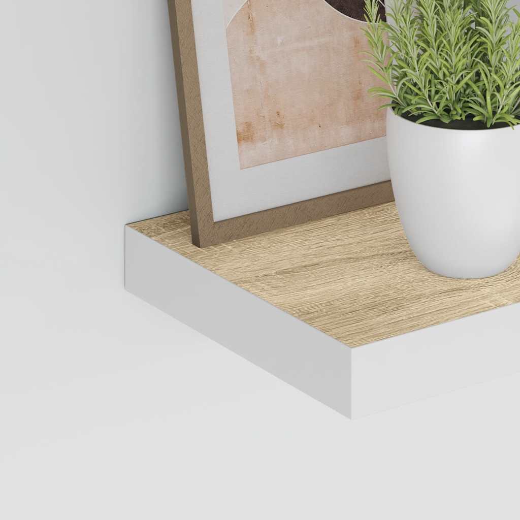 Vidaxl Półki Ścienne, 2 Szt., Kolor Dębu I Biel, 50X23X3,8 Cm, Mdf