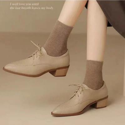 Классические женские туфли-лодочки весна осень офисные женские повседневные туфли на низком каблуке удобные туфли из натуральной кожи на шнуровке на высоком каблуке женские