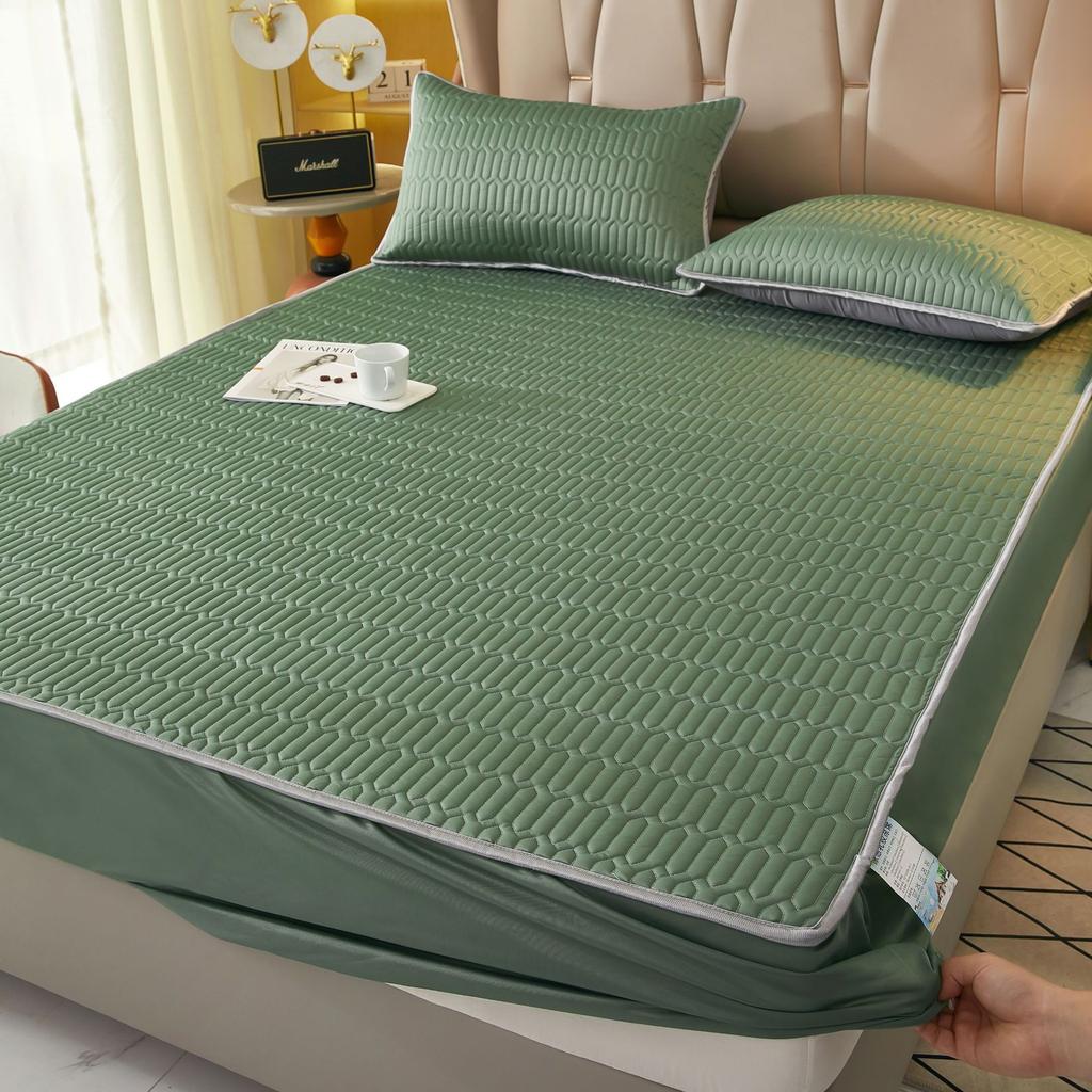 3PC Summer Latex Bed Sheet Summer Mat Ice Silk All-inclusive Mattress Protective Cover Ice Silk Bedspread