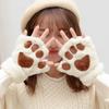 Autumn and Winter Cute Cat Claws Half Finger Plush Gloves Student Writing Plush Leak Finger Warm Half Finger Bear Paw Gloves