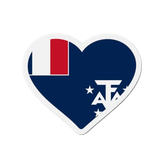 Aimant Coeur Drapeau Antarctique Françaises - 9 Cm - 50 Pièces