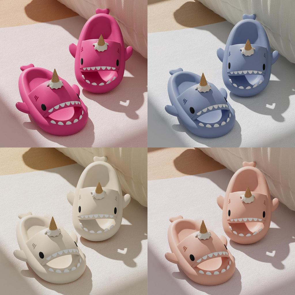 Ice Cream Shark Slippers For Men Women Summer Thick Sole Antislip Shock Absorption Comfortable