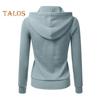 Fall Winter Women Jacket Drawstring Hooded Zip-up Long Sleeves Pure Color Slim Fit Elastic Cuff Cardigan Pockets Sport Fitness Coat
