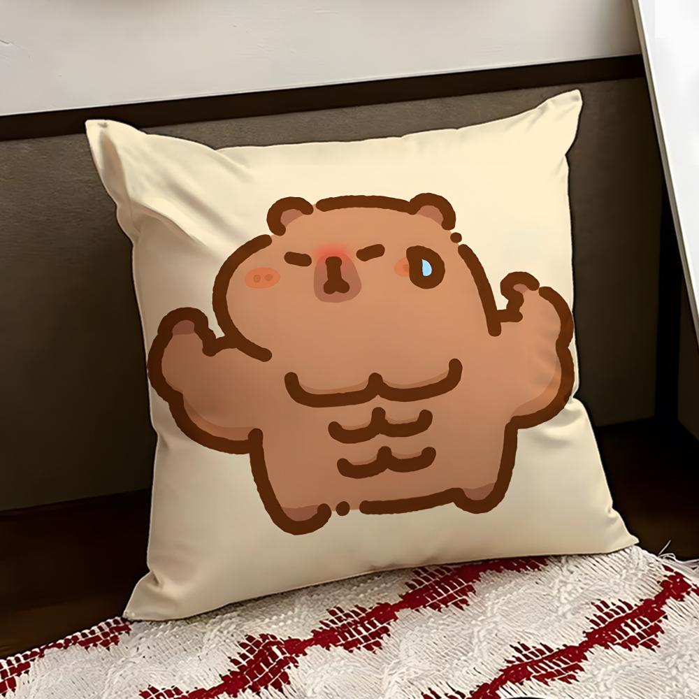 Cute CCapybara Cushion Cover Reversible Soft Durable Pillow Cover Home Car MultiScene Use for Daily Comfort