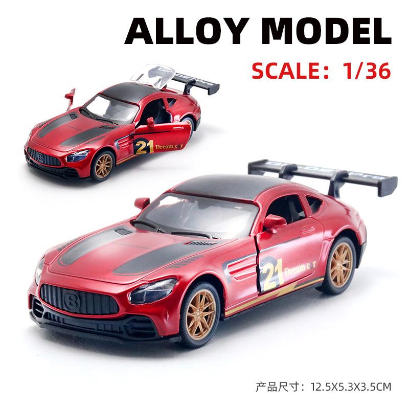AAZN1 [Boxed] 1:36 Alloy Racing Model Boy Three Doors Pull Back Graffiti Car Gift Wholesale Cross-border