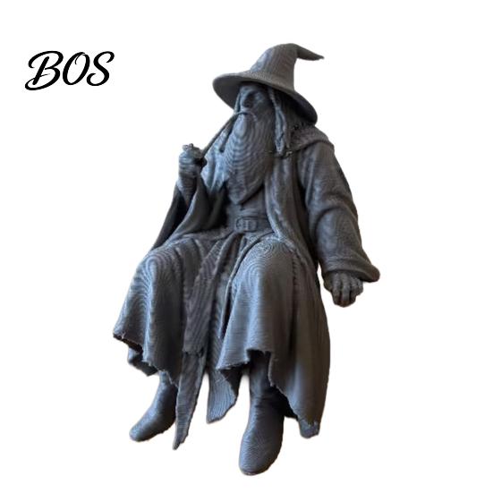 Small Wizard Figurine for Shelf 3D Printed Figurine, Sitter, Collectible Low-key High-end Art Desktop Ornament Bookshelves, Desks, TV Cabinets,