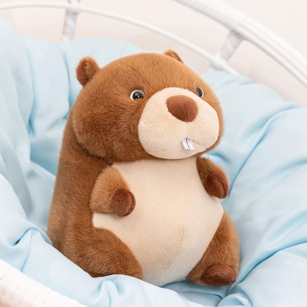 Simulation Stuffed Cartoon Groundhog Doll PP Cotton Chubby Marmot Stuffed Toy Decoration Gifts