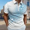 Мужская рубашка поло повседневная на молнии с коротким рукавом модная повседневная на молнии лето весна стандартный крой геометрический треугольник 3D принт рубашка