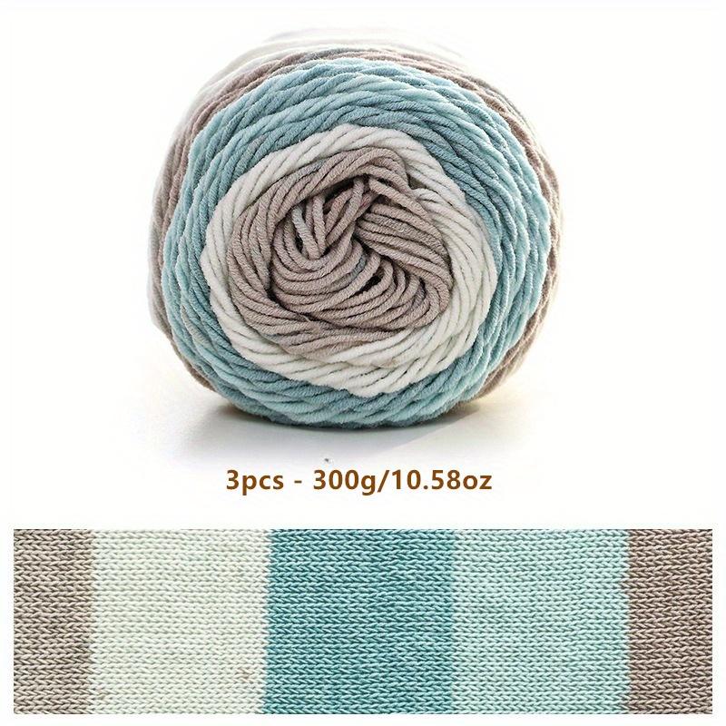 Набор из 3 мотков по 300 г/10,58 унции Мягкая и прочная многоцветная пряжа с градиентным окрашиванием из смеси хлопка и акрила для вязания свитеров, шарфов