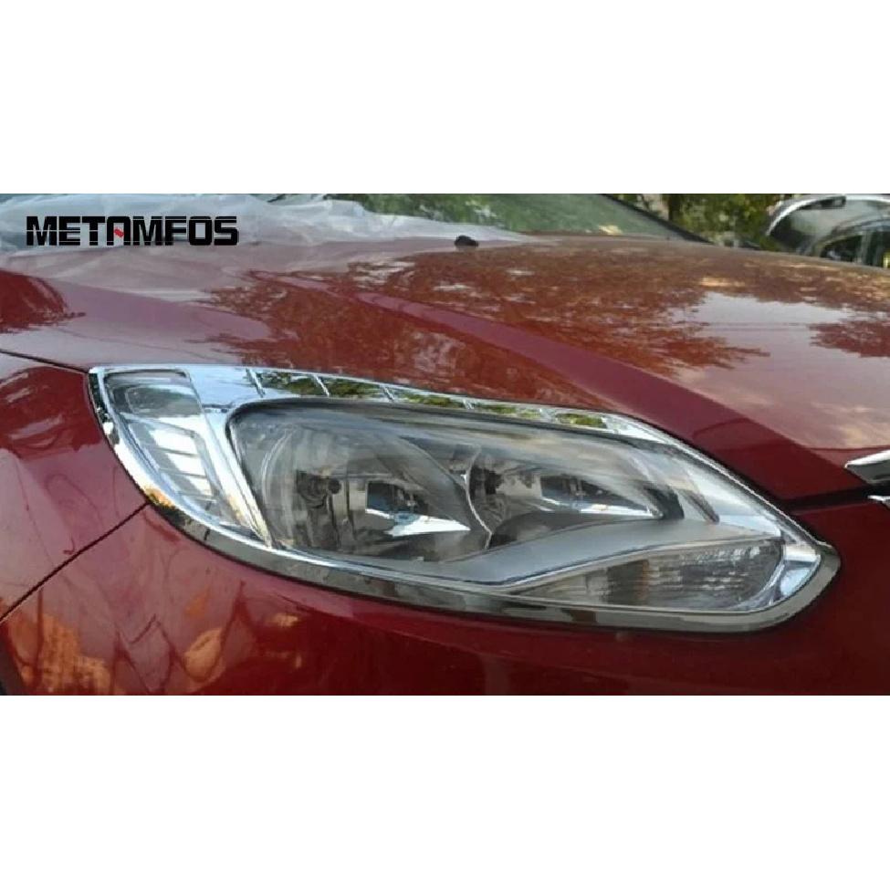Head Light Lamp Cover Trim For Ford Focus Hatchback 2012 2013 2014 2015 Chrome Headlight Protection Frame Exterior Accessories