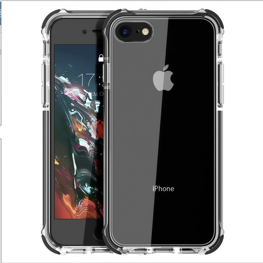 Прозрачный черный, не желтеющий, противоударный чехол из ТПУ для iphone SE2022/SE2020/7/8/7+/8+/6/6+