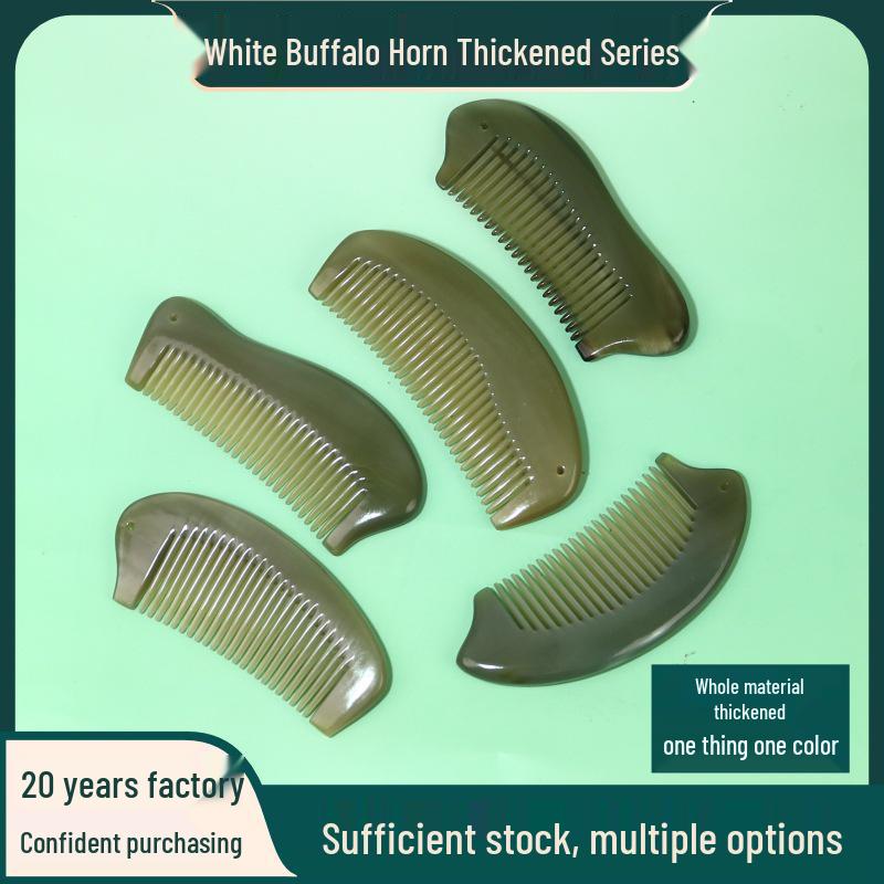 Утолщенная Премиальная Резная Белая Буйволиная Роговая Расческа - Доступны Различные Стилі