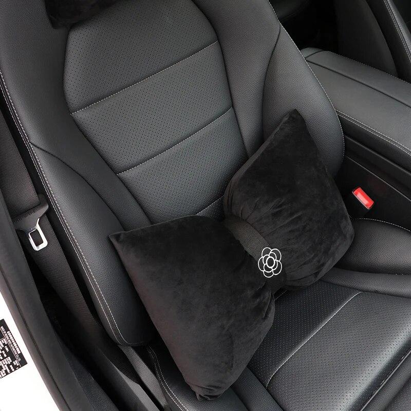 Милый цветок, мягкий плюш с бантом, подголовник автокресла, подушка для шеи, бархатная подушка для подголовника, подушки для талии, автомобильные аксессуары, интерьер