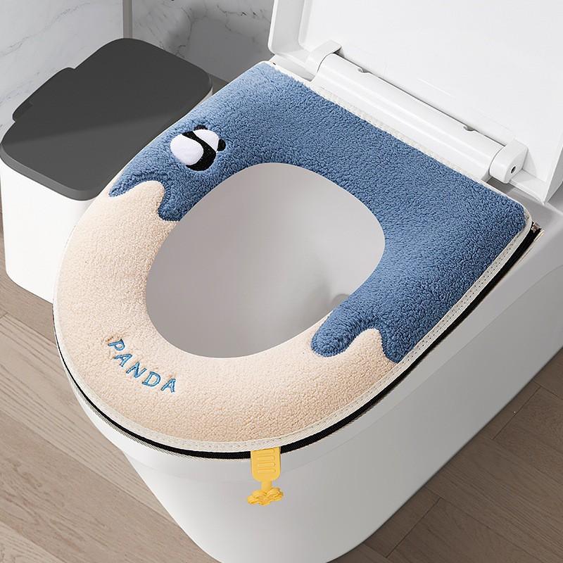 Washable Waterproof Toilet Seat Cover With Zipper Thick Winter Cushion Home Use All Season