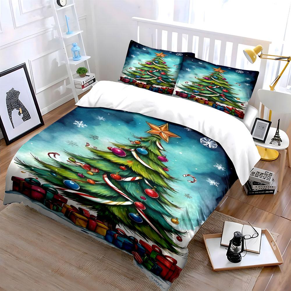 Christmas Tree with Gifts Bedding Duvet Cover Set Duvet Cover Pillowcases (1*Duvet Cover 2*Pillowcases, without duvet insert)