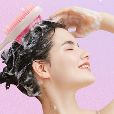 Двусторонняя силиконовая щетка для мытья головы, массажная головка для мытья, расческа с длинной ручкой, массажер для волос, скраб для тела, аксессуары для волос