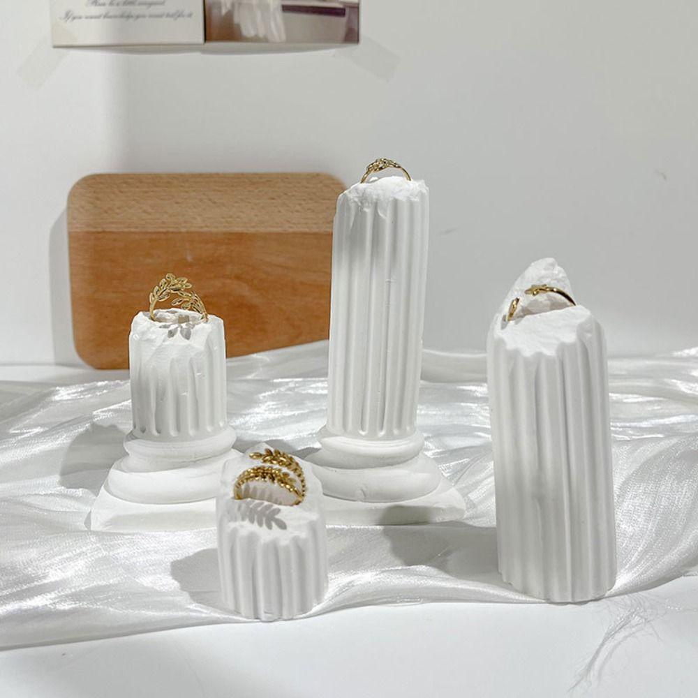 Exquisite Roman Column Ring Stand White Gypsum Ring Display Rack  High Quality