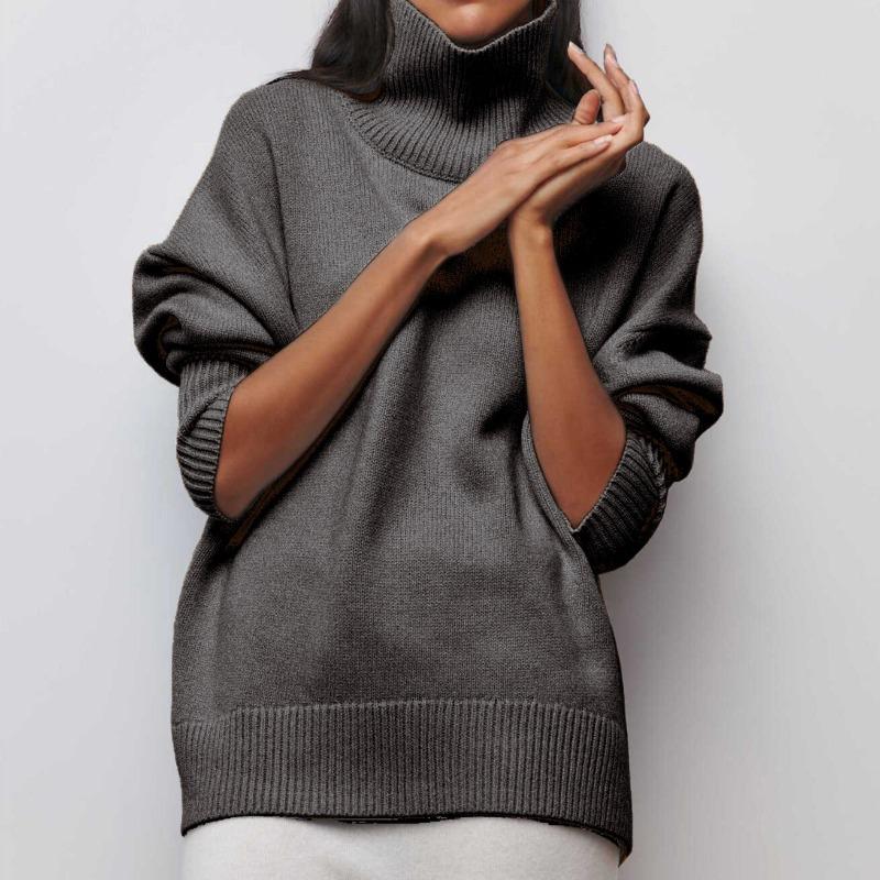 Women's new long-threaded sweater loose turtleneck autumn and winter knitted sweater