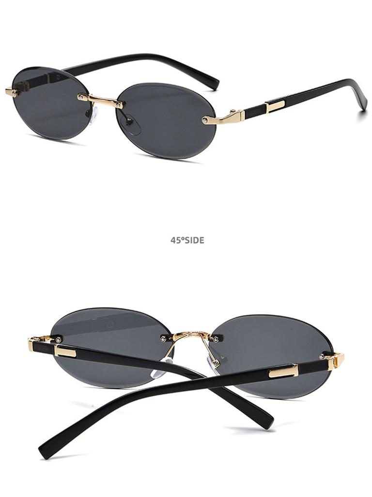 Трендовые солнцезащитные очки с необработанным краем, персонализированная овальная оправа, новые безоправные солнцезащитные очки для острой девушки в стиле хип-хоп, металлические женские солнцезащитные очки, мужские солнцезащитные очки