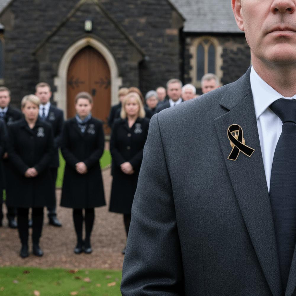 White Funeral Ribbon Badge Brooch Vintage Black Bow Brooch Pin Simple Funerals Memorial Pin  Party