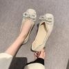 Spring and Summer New Soft-soled Single Shoes Women's Bow Crystal Shoes Rhinestone Beanie Shoes Full Diamond Flat-soled Ladyshoes