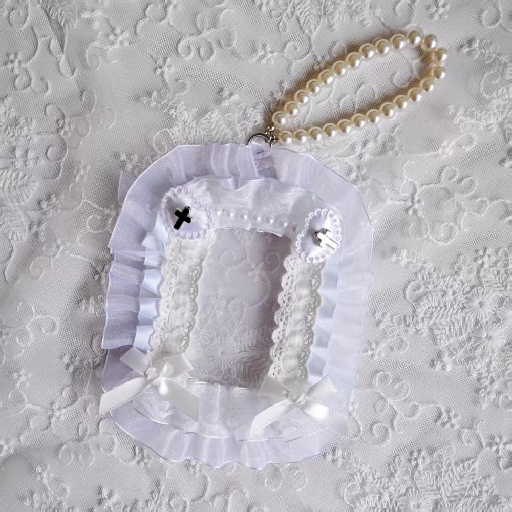 Милый DIY Держатель для карт Лолита с Лентой Кружевом Чехол для Фотокарточек со Шнурком Ручная работа Защитный Чехол для Фотокарточек Карта