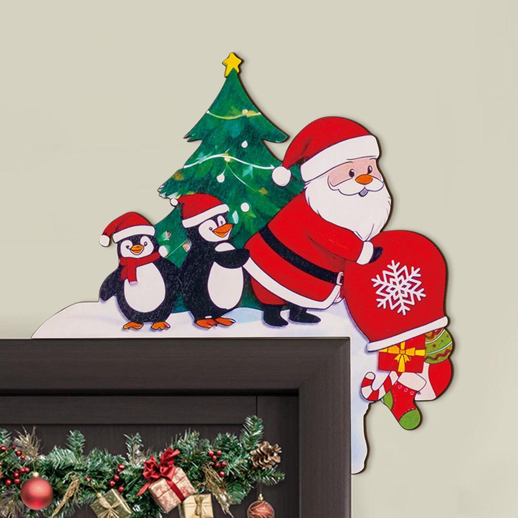 Рождественское деревянное украшение для угла двери, перемычки, украшение дверного проема с лосем