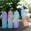 Gradient Color Water Bottle Frosted Space Cup Portable Rope Suction Nozzle Water Bottle 1000ml Gym Sports Kettle