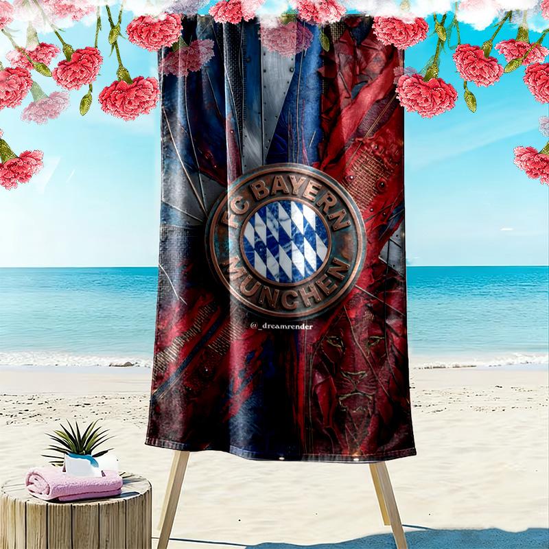 FC Bayern Munich: Passion Field beach towel Beach towel for vacation photos Outdoor camping swim Absorbent bath towel seaside printing beach Fashion