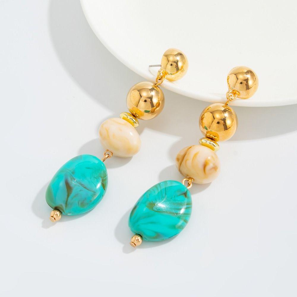 Retro Luxury CCB Pendant Dangle Earrings Irregular Design Drop Ear Jewelry Daily Wear