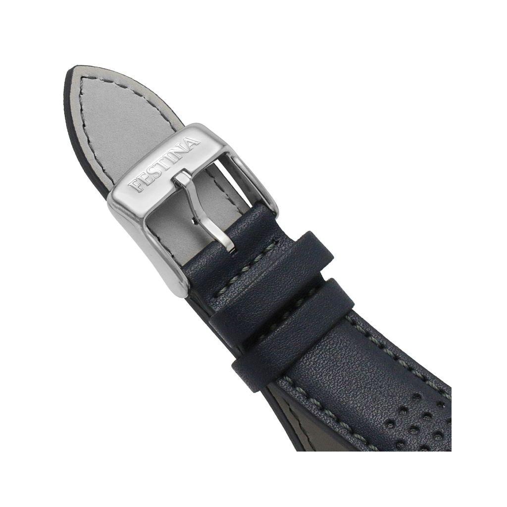 FESTINA Вневременной хронограф с кожаным ремешком и синим циферблатом Кварцевые мужские часы F20561-2 100M