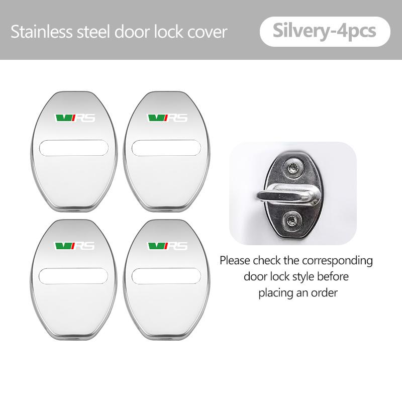 AAAJF1 4Pcs Zinc Alloy Car Door Lock Buckle Protective Covers For Skoda S Kodiaq Octavia 2 3 Yeti Karoq Rapid Fabia VII VRS