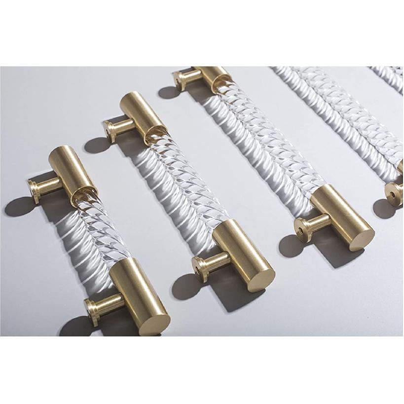 2 шт. Золотые мебельные ручки, прозрачные акриловые латунные мебельные ручки, Т-образная ручка для кухонной двери, шкафа, ящика комода, ручки-скобы, отверстие