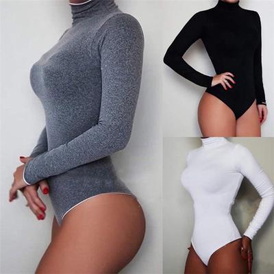 Одежда с длинным рукавом, женская водолазка, боди, облегающее, однотонное, обтягивающее, сексуальное, модное нижнее белье S-5XL