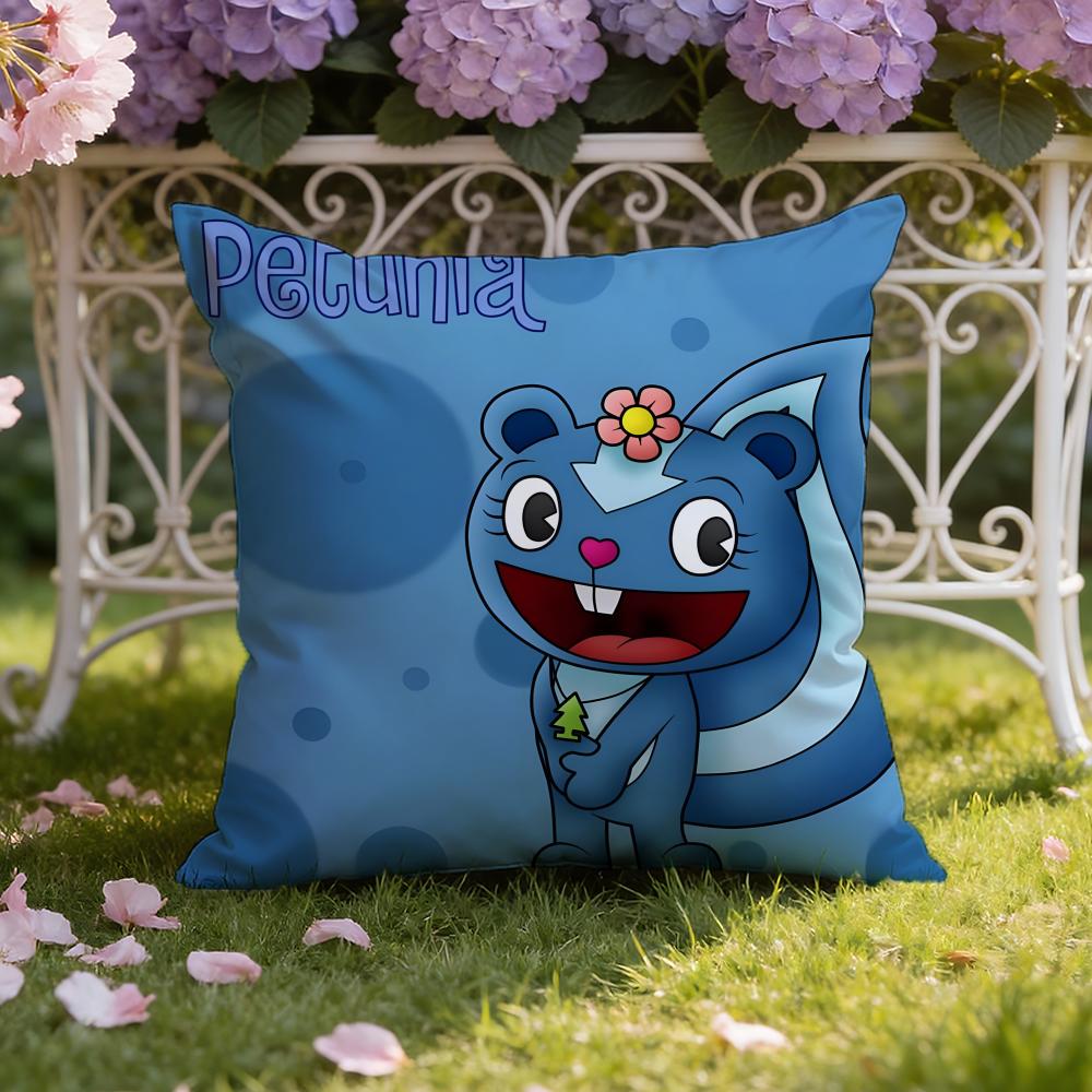 Аниме H-Happy Tree F-Friends Наволочка для подушки Домашняя и автомобильная Двухцелевая наволочка: Двусторонняя конструкция для максимального комфорта
