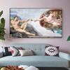 Michelangelo - Creation of Adam Famous Figure Portrait Canvas Painting Abstract Poster Wall Art Living Room Home Decoration