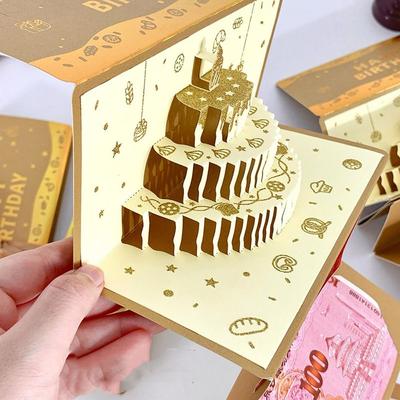 Складной 3D Красный Конверт на День Рождения HongBao DIY Упаковка Конверт для Счастливых Денег Пожелания Традиционный Денежный Мешок Празднование Дня Рождения
