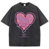 Womans Cotton Washed T-Shirts Trend Distressed Loose Tees The Soon To Melt Love Print Short Sleeve Clothes