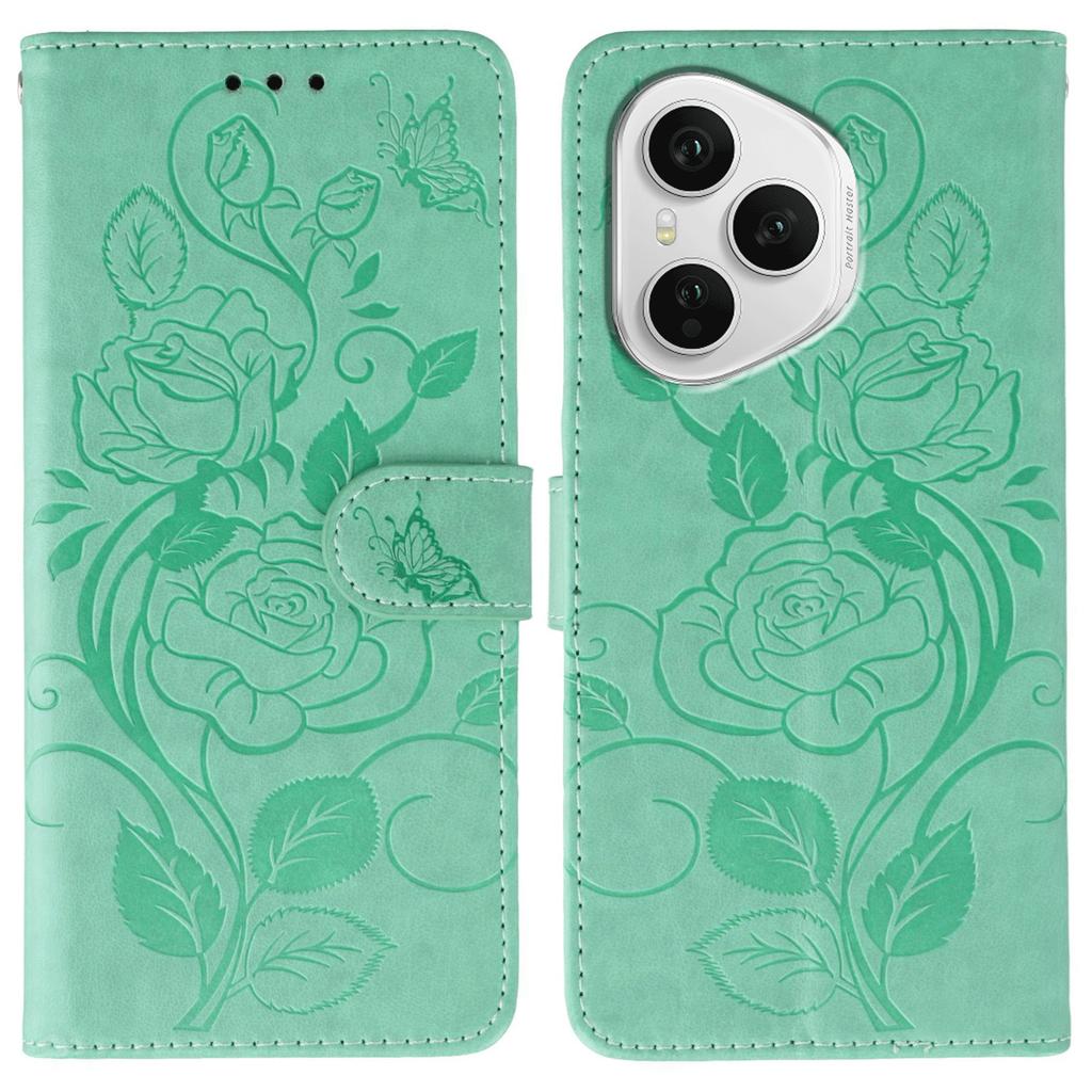Forhonor 400 Pro 5G (Global) Case Wallet Stand Imprinted Rose Butterfly PU Leather Phone Cover