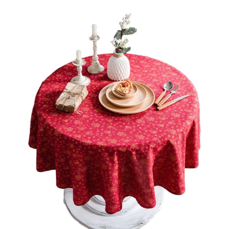 Круглая скатерть 59 дюймов Хлопковая скатерть Декоративное покрытие для стола для кухни Обеденного стола Банкетов Вечеринок и Кемпинга