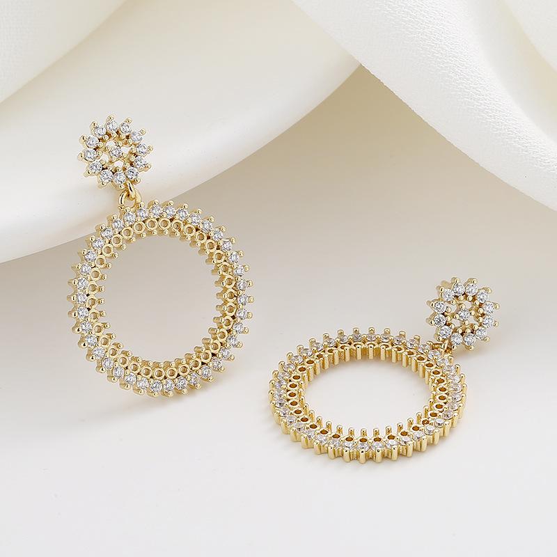 New Circular Earrings Full Of Diamond Temperament Fashionable Earrings Trendy Versatile Earrings Premium Durable