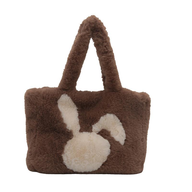 Rabbit Plush Adorable Tote Bag For Women Stylish Winter Large Capacity Bag Shoulder