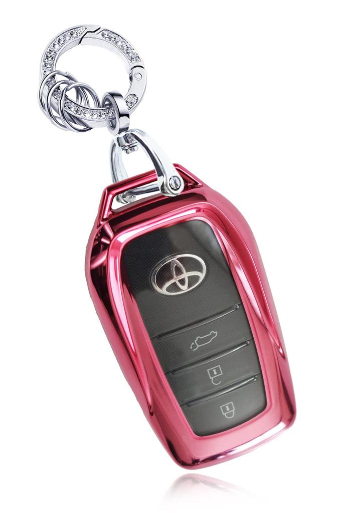 MKMC Смарт-ключ ТПУ Совместим с Toyota и Crown Кастомные детали для женщин Чехол, Материал, Prius, Alphard, Vellfire, Harrier, (Розовый)