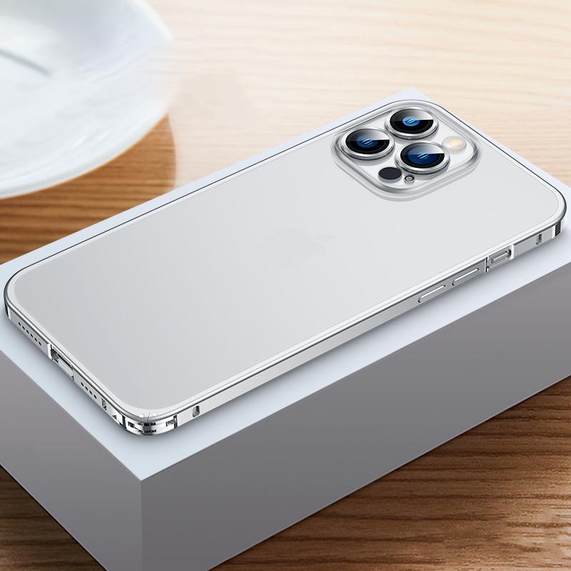 Магнитный чехол для телефона из авиационного алюминиевого сплава для iPhone 14 13 12 Pro Max с металлическим каркасом, матовый полупрозрачный чехол с пряжкой бегемота