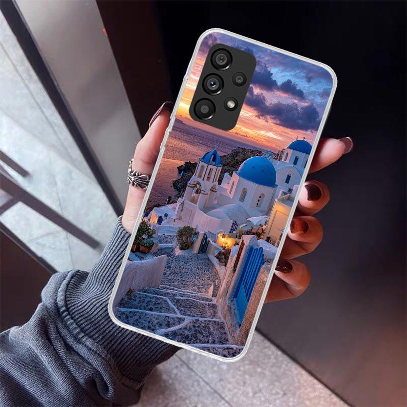 Greece In Summer Santorini Phone Case For Samsung Galaxy A12 A52S A42 A32 A22 A51 A50 Note 20 Ultra 10 S10 Plus A71 A70 A31 A30