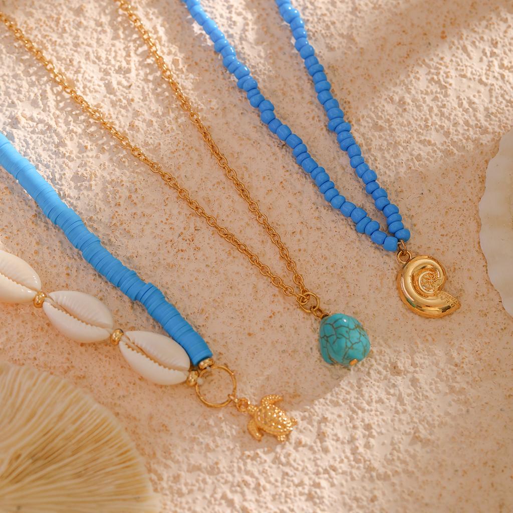 Ingemark 3Pcs/Set Boho Beads Chain Necklace for Women New Trend 2026 Multilayer Conch Pendant Choker New Year Jewelry