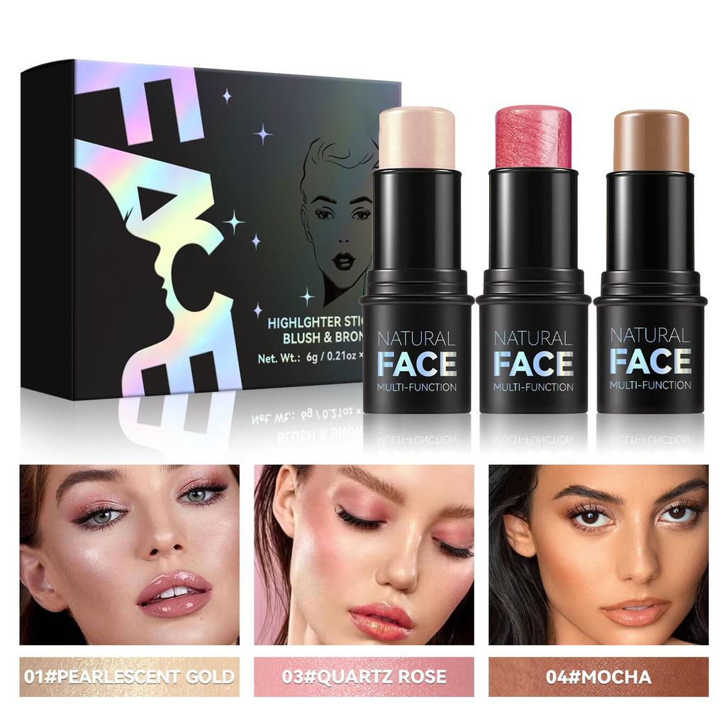 Бальзам Profile Sticks Shades с хайлайтером, бронзатором и румянами, нежирный и водостойкий контурный карандаш, легко скульптурирующий лицо, 3*6 г