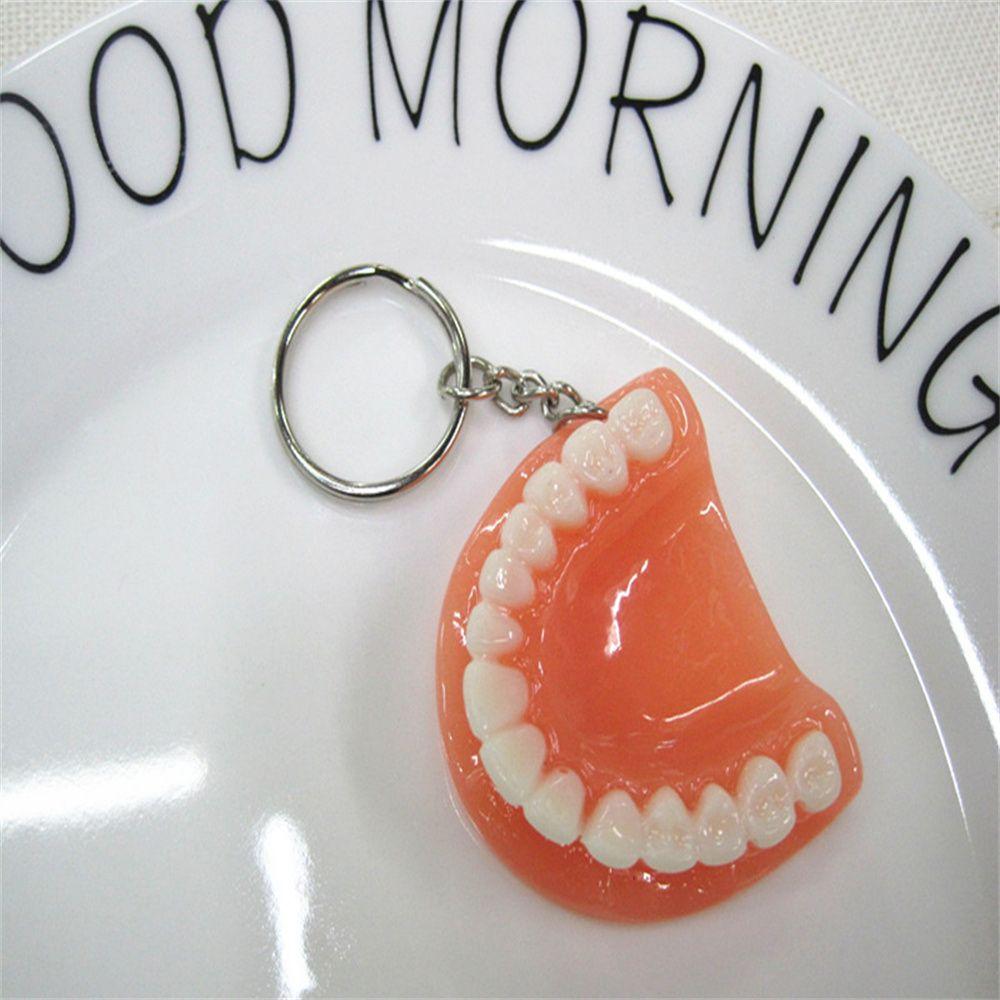 Gift Teeth Shape Resin Upper Jaw Teeth Pendant Tooth Key Chain Denture Key Chain Teeth Keyring
