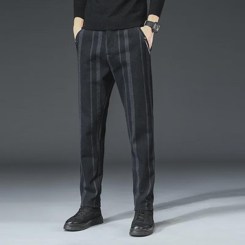 Xintang мужские узкие прямые полосатые эластичные повседневные брюки