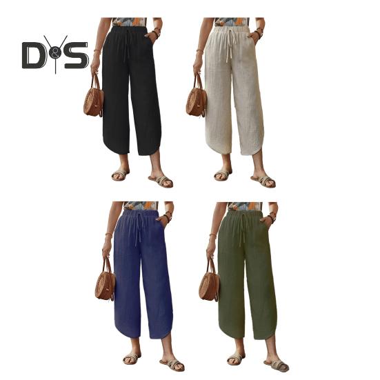 Женские брюки, регулируемые, с эластичной резинкой на талии, повседневные брюки, однотонные, широкие, свободные брюки, повседневная одежда